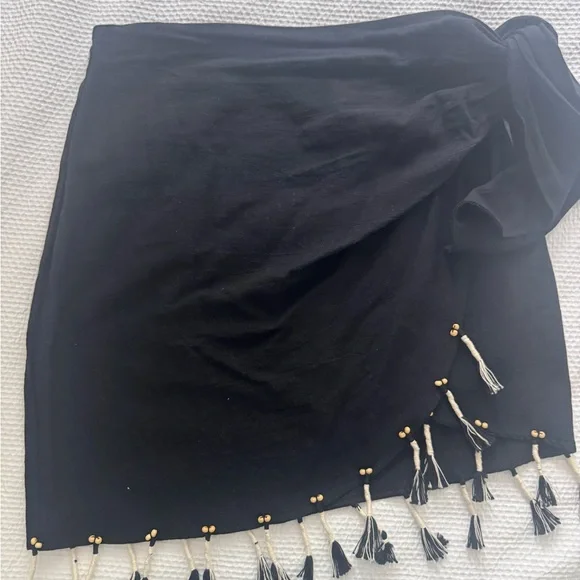 Zara Black Mini Skirt with Tassels - Picture 2 of 2